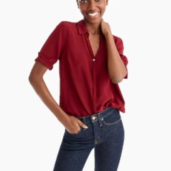 J. Crew Tops - J.Crew silk button-down short-sleeve top blouse